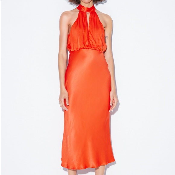 Zara Dresses Zara Orange Satin Dress Poshmark